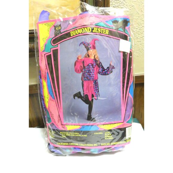 Vintage California Costume Collection Childs Diamond Jester Top and Hat Size S - Picture 1 of 3